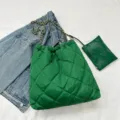 Grüne gesteppte Kettentasche Schultertasche mit kleiner Tasche lässige Beuteltasche - Grün