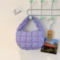 Sac à main matelassé violet pour femme, sac porté épaule tendance couleur unie, petit sac chic. - Violet