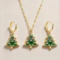 Set de joyas de arbol de navidad collar pendientes chapado en oro circonita de colores - Pendientes+Collar