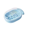 Plastic double layer soap dish bathroom punch free soap holder household storage box - Blue