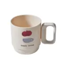 Simple plastic mouthwash cup with unique square handle, daily toothbrush holder for bathroom use. - 420ml / Apple and Cup