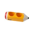 Porta penne in plastica a forma di matita creativo doppio foro organizzatore da scrivania giallo - Scomparto Doppio