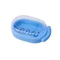 Scatola di sapone di scarico a doppio strato blu con coperchio trasparente per casa. - Blu