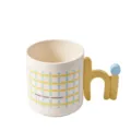 Cute creative hi handle mouthwash cup, color-blocked dot grid water mug for home dorm. - 450ml / Yellow