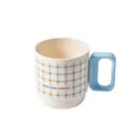 Cute dotted toothbrush mug with blue handle, stylish bathroom rinse cup for daily use. - 420ml / Blue
