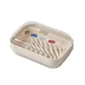 Portasapone trasparente portatile con coperchio e scolo, design beige minimalista per casa. - Beige Trasparente