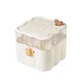 Boîte de rangement de bijoux rotative multicouche mignonne pour bagues et boucles d'oreilles. - Style Cartoon / Blanc Crème
