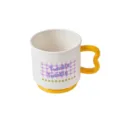 Plastic mouthwash cup with cute wave handle, portable toothbrush mug for student dorm. - Yellow