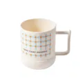 Bicchiere per risciacquo in plastica con pois e manico, tazza spazzolino minimal. - Blu