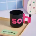 Tazza portaspazzolino creativa per bambini, bicchiere sciacquabocca in plastica nera. - 401-500ml / Mora