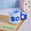 Carino bicchierino sciacquabocca blu per bambini con manico a lettere e stampa, tazza denti. - 401-500ml / Aqua