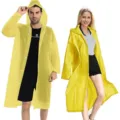 Erwachsene EVA Regenjacke wasserdicht kapuze langer Regenponcho fur Damen und Herren wandern - Gelb