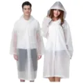 Transparent EVA raincoat long hooded adult waterproof outdoor hiking travel rain poncho - White