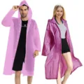 EVA Regenmantel lang kapuzenfassend wasserdicht Outdoor Reise Erwachsener rosa Unisex - Rosa