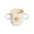 Tazza di plastica per bambini con due manici beige simpatico design a forma di anatra variante - 201-300ml / Tazza con Doppio Manico / bianco crema