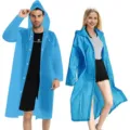 Wasserdichter EVA Regenmantel für Erwachsene, langer Kapuzen-Regenponcho für Damen und Herren. - Blau