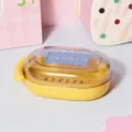 Jabonera de plástico portátil con tapa transparente y diseño de drenaje para viaje en baño. - Con tapa / Amarillo