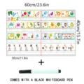 Detalle de pegatina de pared educativa alfabeto y número reutilizable con bolígrafo negro. - Dos Hojas con un Rotulador de Pizarra Blanca a Juego