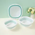 Portable silicone collapsible washing basin set for kitchen, dorm, foot soaking and daily use. - Blue