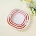 Portable silicone collapsible washing basin folding multi-purpose tub for home and dorm use. - Pink