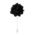 Black fabric flower lapel pin for men suits, elegant wedding boutonniere accessory. - Black