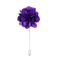 Purple fabric flower lapel pin for men women wedding suit long stick brooch accessory elegant. - Purple