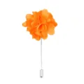 Orange fabric flower lapel pin stick brooch for men suit wedding formal accessories - Orange