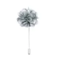 Silver gray fabric flower lapel pin, elegant wedding suit brooch accessory for men and women. - Light Gray