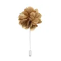 Golden fabric flower lapel pin for men women suit wedding accessory long stick brooch pin - Light Coffee