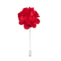 Red fabric flower lapel pin for men women wedding suit boutonniere long stick hat pin - Red