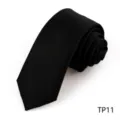 Detail view of a classic black men's necktie rolled neatly, perfect for business and formal wear. - Segmented Stripe