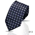 Men's business dark tie with elegant light blue clover pattern, stylish and formal neckwear. - Pattern 013