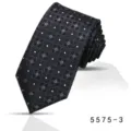 Men's black geometric jacquard silk tie, classic business formal wear accessory for men. - Pattern 5575-3
