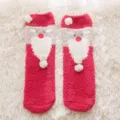 Gefütterte Korallenfleece Weihnachten Weihnachtsmann Socken, weich, warm, süße Haussocken. - Socken Ohne Verpackung / Weihnachtssocken 07
