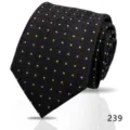 Men's black business tie with gold dot pattern, elegant polyester necktie for formal wear. - Pattern 239