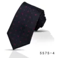 Men's business patterned necktie in dark tones with geometric floral motifs, elegant and professional. - Pattern 5575-4