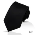 Men's classic black striped tie, premium polyester silk business necktie variant 53F. - Pattern 53F