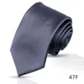 Men's dark grey business striped tie, elegant polyester silk fabric, classic rolled style formal wear. - Pattern 47F