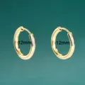 Pendientes de aro dorados minimalistas de 12 mm, aros de cobre liso para uso diario. - Oro Amarillo 10mm