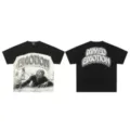 Black graphic rhinestone short sleeve streetwear t-shirt for men and women hip hop style - 24