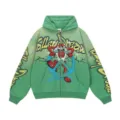 Green gradient zip-up hoodie streetwear unisex fashion casual hooded sweatshirt oversized top - S / Tops / Washed Green