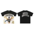 Black rhinestone short sleeve t-shirt with mixed emotion graphic streetwear men women - 16