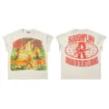 Camiseta de manga corta con diamantes de imitación vintage streetwear para hombre y mujer. - S / Blanco Roto