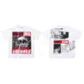 Classic white streetwear t-shirt with edgy skull and flame graphic prints for men and women. - White F10