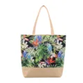 Grand sac cabas en toile avec imprimé floral perroquet tropical, sac à épaule. - Style 4