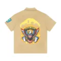 Camisa manga corta caqui hombre mujer streetwear casual con botones retro verano - S / Caqui