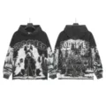 Vintage washed black streetwear hoodie featuring graphic dog print and bold letter design. - S / G6852 Washed Black