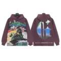 Vintage washed streetwear hoodie with graphic print, gothic lettering, and relaxed fit. - S / G6810 Washed Purple