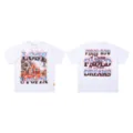 Vintage Washed Rhinestone Graphic Short Sleeve T-Shirt Streetwear Unisex Casual Tee - White F11