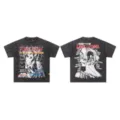 FIRST&ROW Vintage Washed Graphic T-Shirt High Street Retro Short Sleeve Tee Detail View - S / Dark Gray F07